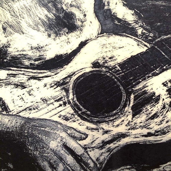 Vintage Charcoal Drawing 1967" The Ballad Singer" - Picture 5 of 9